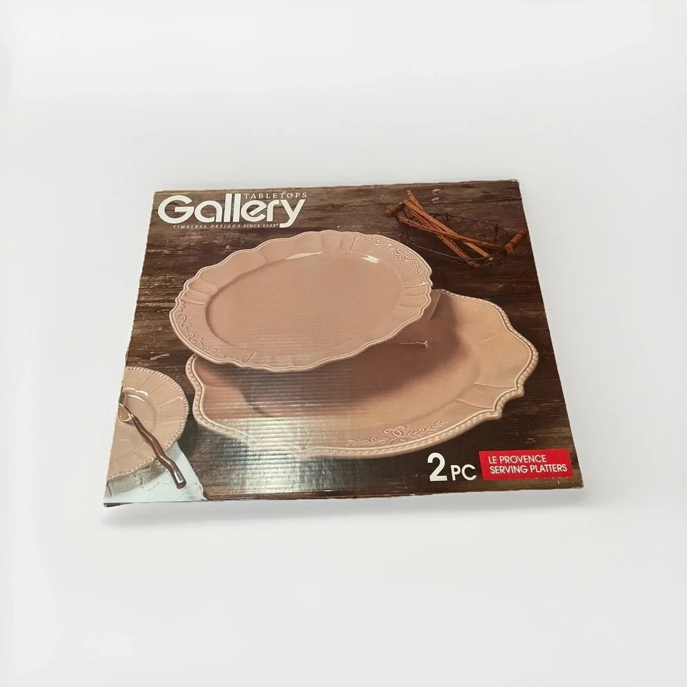 NEW Large Heavy (2)TableTops Gallery Harvest Oval Serving Platter‎ Beige